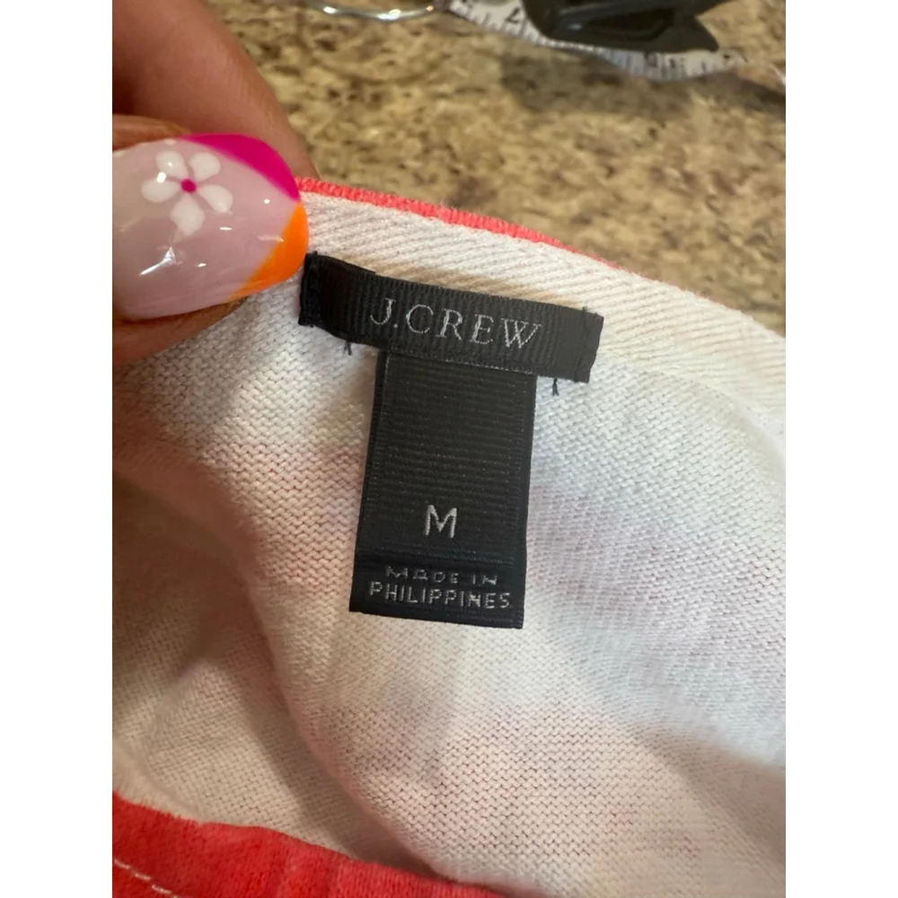 J. Crew Striped Long Sleeve Top White and Red Size Medium